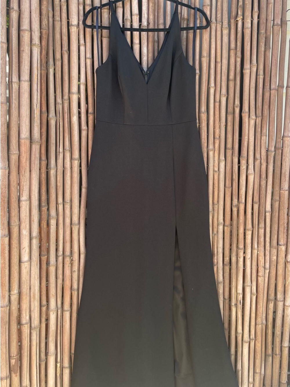 Black V-Neck Strappy Bridesmaid Dress